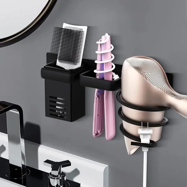 Wall-Mounted Hair Dryer Storage Rack Bathroom Multifunctional Hairdressing And Beard Tool Hair Straightener Curling Iron Storage 2