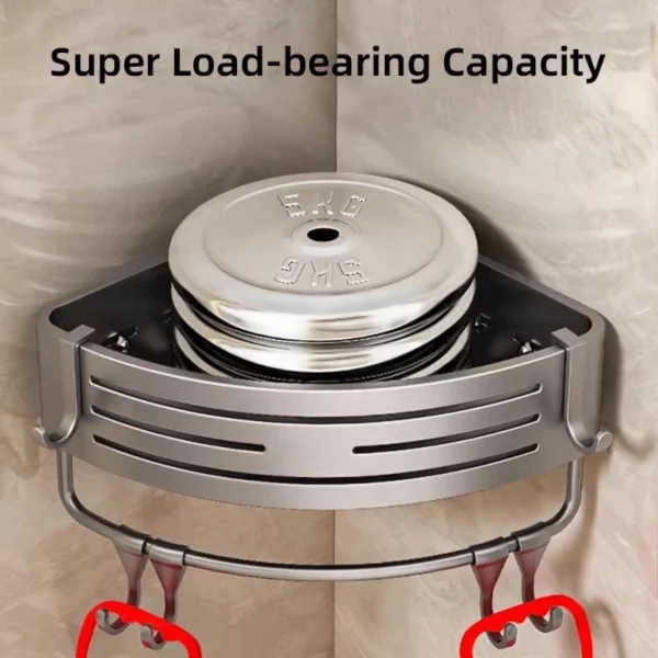 Bathroom Corner Shelf Wall Mounted Aluminum Organizer With Hook Towel Bar No Drill Shelves Storage Rack Bathroom Items Hardwares 3