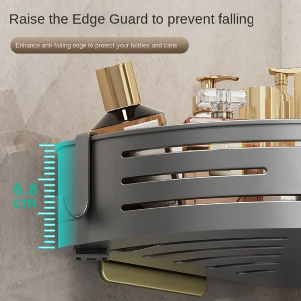 Bathroom Corner Shelf Wall Mounted Aluminum Organizer With Hook Towel Bar No Drill Shelves Storage Rack Bathroom Items Hardwares 2