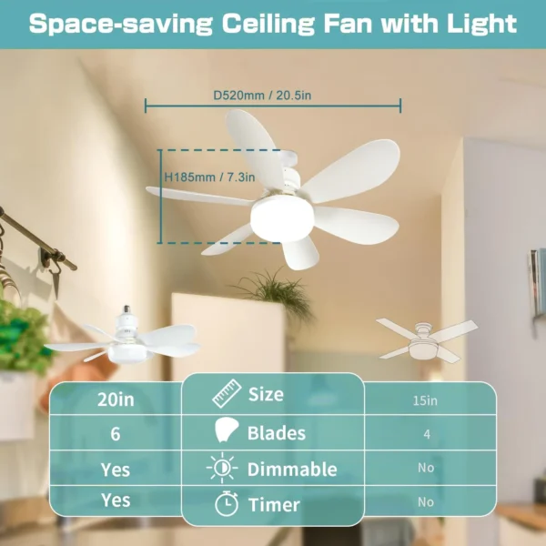 Remote Control Ceiling Fan With Lighting Lamp Low Noise Airs Cooling Fan For Home Bedroom Living Office Silent AC86-265V Fans 3