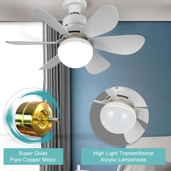 Remote Control Ceiling Fan With Lighting Lamp Low Noise Airs Cooling Fan For Home Bedroom Living Office Silent AC86-265V Fans 5