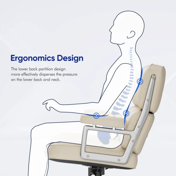 Genuine Leather Office Chair Lobby Computer Chairs Home and Office Chair with Aluminum Arms and Wheels White Brown Black Color 3