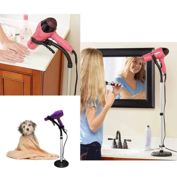 Adjustable 360 Degree Rotating Hair Dryer Stand with Heavy Base, Hands-Free Blow Dryer Holder, Countertop for Home Bathroom 6
