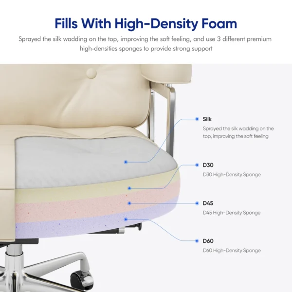 Genuine Leather Office Chair Lobby Computer Chairs Home and Office Chair with Aluminum Arms and Wheels White Brown Black Color 5