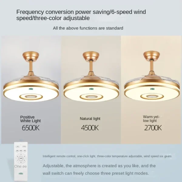 Fan Lamp Ceiling Lighting Bedroom Dining Room Energy Saving Integrated Ceiling Fans Blower Living Room Decoration Appliances 3