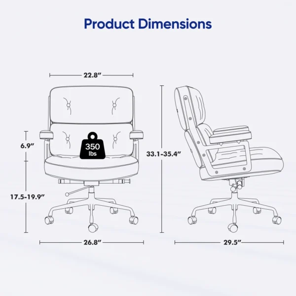 Genuine Leather Office Chair Lobby Computer Chairs Home and Office Chair with Aluminum Arms and Wheels White Brown Black Color 2