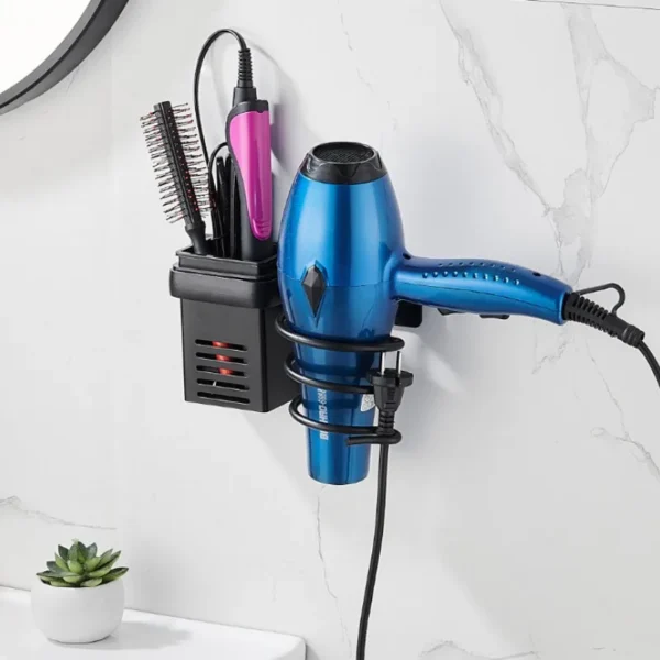 Wall-Mounted Hair Dryer Storage Rack Bathroom Multifunctional Hairdressing And Beard Tool Hair Straightener Curling Iron Storage 3