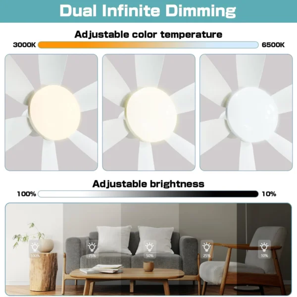 Remote Control Ceiling Fan With Lighting Lamp Low Noise Airs Cooling Fan For Home Bedroom Living Office Silent AC86-265V Fans 4